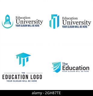 Bildung Universität Rakete Graduierung Kappe Logo Design Stock Vektor