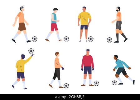 Fußballspieler setzen Vektorgrafik. Stock Vektor