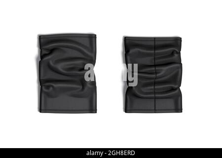 Blank schwarzer Nackengamasche, vorne und hinten, Draufsicht Stockfoto