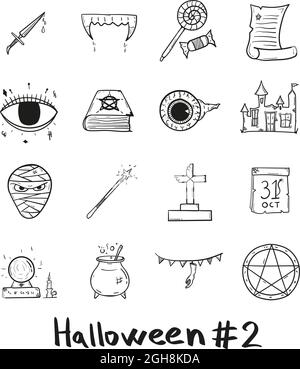 Handgezeichnete halloween mystische Feiertagsikone im Doodle-Stil. Stock Vektor