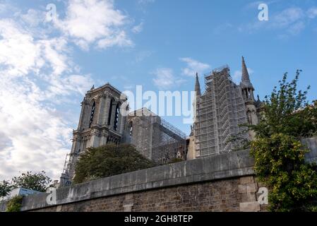 Frankreich, Paris, die Kathedrale Notre-Dame auf einem Gerüst Stockfoto