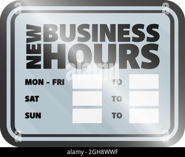 Neue Geschäftszeiten Zeichen, Aufhören Stunden Zeichen isoliert auf weißem Hintergrund, Vektor-Illustration Stock Vektor