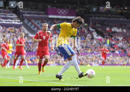 Brasiliens Neymar.Brasilien gegen Weißrussland während des olympischen 2012 Gruppe-C-Spiels in Old Trafford, Manchester, Großbritannien, am 29. Juli 2012. Stockfoto