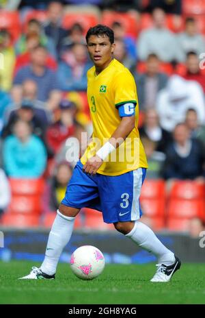 Der Brasilianer Thiago Silva.Brasilien gegen Weißrussland beim olympischen Spiel der Gruppe C 2012 in Old Trafford, Manchester, Großbritannien, am 29. Juli 2012. Stockfoto