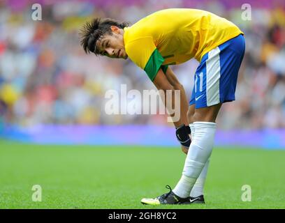 Brasiliens Neymar.Brasilien gegen Weißrussland während des olympischen 2012 Gruppe-C-Spiels in Old Trafford, Manchester, Großbritannien, am 29. Juli 2012. Stockfoto