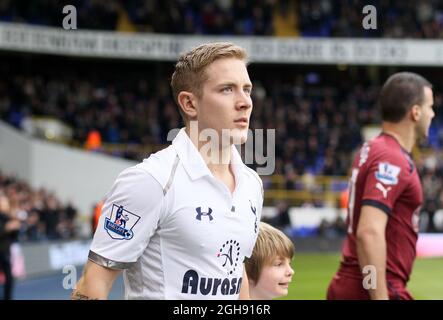 Tottenhams Lewis Holtby beim Barclays Premier League Fußballspiel zwischen Tottenham Hotspur und Newcastle United am 09. Februar 2013 in der White Hart Lane in London, Großbritannien. Stockfoto