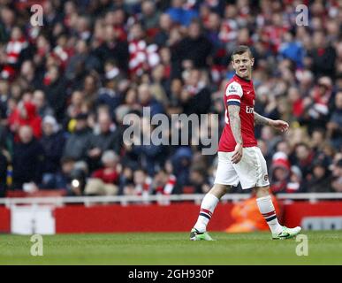 Jack Wilshere von Arsenal wird während des Barclays Premier League-Spiels zwischen Arsenal und Norwich im Emirates Stadium, London, am 13. April 2013 ersetzt. Stockfoto