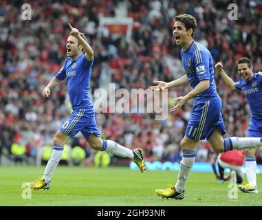 Juan Mata von Chelsea feiert das Tor während des Barclays Premier League-Spiels zwischen Manchester United und Chelsea im Old Trafford Stadium am 05. Mai 2013. Foto von Simon Bellis Stockfoto