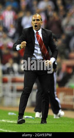 Sunderlands Manager Paolo Di Canio während des Spiels der Barclays Premier League zwischen Sunderland und Stoke City am 06. Mai 2013 im Stadion of Light in Sunderland. Stockfoto