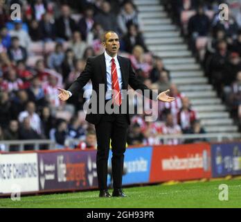 Sunderland-Manager Paolo Di Canio beim Barclays Premier League-Spiel zwischen Sunderland und Stoke City am 06. Mai 2013 im Stadion of Light in Sunderland. Stockfoto