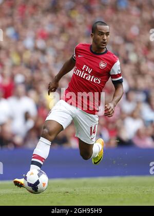 Theo Walcott von Arsenal in Aktion während des Spiels der Barclays Premier League zwischen Arsenal und Tottenham Hotspur am 1. September 2013 im Emirates Stadium in London, Großbritannien. Stockfoto