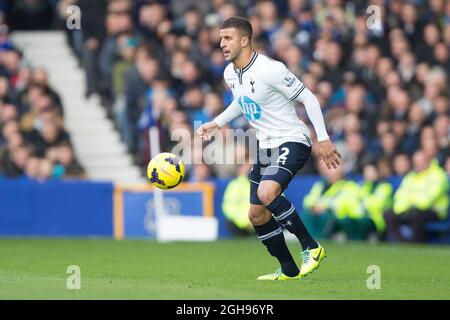 Tottenhams Kyle Walker während des Barclay's Premier League-Spiels zwischen Everton und Tottenham Hotspur am 3. November 2013 im Goodison Park in Liverpool. Stockfoto