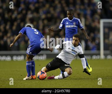 Derby's Mason Bennett in Aktion während des Spiels der 3. Runde des FA Cup zwischen Derby County und Chelsea, das am 5. Januar 2014 im iPro Stadium in Derby, England, stattfand. Foto: David Klein. Stockfoto