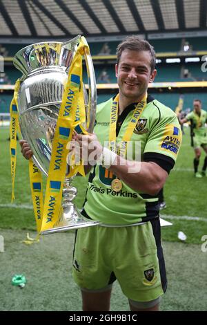 Stephen Myler von Northampton beim letzten Rugby-Union Aviva Premiership-Spiel zwischen Saracens und Northampton Saints, das am 31. Mai 2014 im Twickenham Stadium in London, Großbritannien, ausgetragen wurde. Charlie Forgham-Bailey Stockfoto