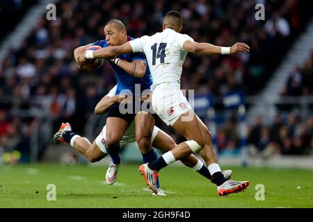 Der Franzose Gael Fickou beim RBS Six Nations-Spiel 2015 zwischen England und Frankreich im Twickenham Stadium, London, am Samstag, 21. März 2015. Stockfoto