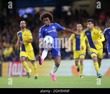 Bild #: 39444300 Sept. 16, 2015 - London, Vereinigtes Königreich - Chelsea's Willian in Aktion ..UEFA Champions League - Chelsea vs Maccabi Tel Aviv - Stamford Bridge - England - 16. September 2015 - Bild David Klein Stockfoto