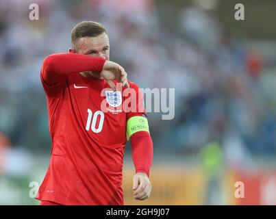 Image #: 39444766 Sept. 5, 2015 - Serravalle, Vereinigtes Königreich - Englands Wayne Rooney in Aktion..Euro 2016 Qualifying - San Marino vs England - San Marino Stadium - San Marino - 5. September 2015 - Picture David Klein Stockfoto