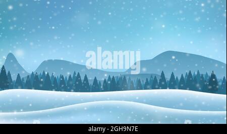Winterlandschaft mit Bergen. Stock Vektor