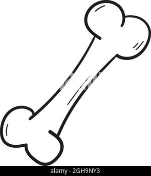 Handgezeichnetes Skelett Knochen-Symbol im Doodle-Stil isoliert. Stock Vektor