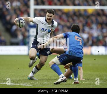 Duncan Taylor aus Schottland während des RBS Six Nations-Spiels 2016 im Murrayfield Stadium, Edinburgh. Bildnachweis sollte lauten: Simon Bellis/Sportimage via PA Images Stockfoto