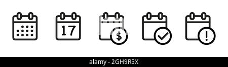 Kalender-Symbolsammlung. Satz von Kalendersymbolen. Stock Vektor