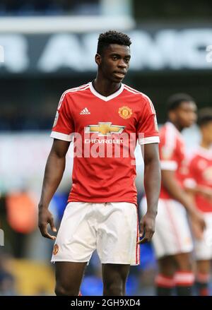 Axel Tuanzebes von Manchester United ist während des Spiels der U21 Premier League im White Hart Lane Stadium in Aktion. Bildnachweis sollte lauten: David Klein/Sportimage via PA Images Stockfoto