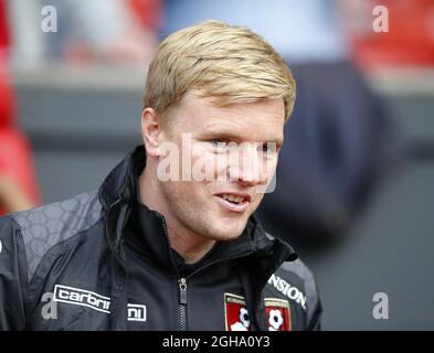 Eddie Howe-Manager von Bournemouth beim Spiel der Barclays Premier League im Old Trafford Manchester. Bildnachweis sollte lauten: Simon Bellis/Sportimage via PA Images Stockfoto
