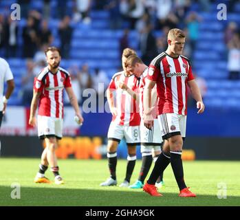 Jack OÕConnell von Sheffield Utd hat sich während des ersten Spiels der Sky Bet League im Macron Stadium in Bolton geschlagen. Bilddatum: 6. August 2016. Pic Simon Bellis/Sportimage Stockfoto