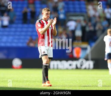 Jack OÕConnell von Sheffield Utd hat sich während des ersten Spiels der Sky Bet League im Macron Stadium in Bolton geschlagen. Bilddatum: 6. August 2016. Pic Simon Bellis/Sportimage Stockfoto