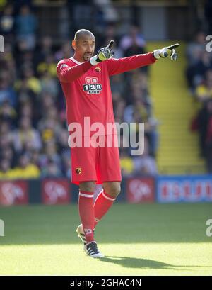 Watfords Heurelho Gomes in Aktion während des Spiels der Premier League im Vicarage Road Stadium, London. Bilddatum 1. Oktober 2016 Pic David Klein/Sportimage via PA Images Stockfoto