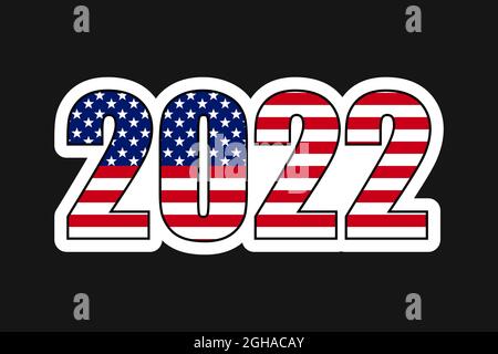 american Elections 2022 Vote Vektor Illustration. Sammlung von Abzeichen Patch Aufkleber mit demokratischen Zivilgesellschaft Slogans, Sterne und Streifen Flagge ele Stock Vektor