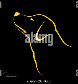 Vektorbild des Hundes labrador auf schwarzem Hintergrund. Leicht editierbare Vektorgrafik mit Ebenen. Tiere. Haustier. Stock Vektor