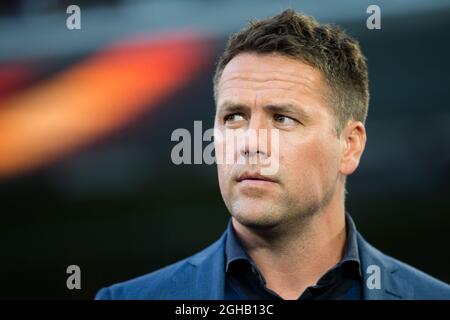 Michael Owen vor dem Europa League Quarter Final im RSCA Constant Vanden Stock Stadium, Anderlecht, Belgien. Bilddatum: 13. April 2017.Pic Kredit sollte lauten: Charlie Forgham-Bailey/Sportimage via PA Images Stockfoto