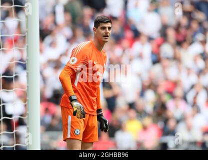 Chelsea's Thibaut Courtois in Aktion während des Premier League Spiels im Wembley Stadium, London. Bilddatum 20. August 2017. Bildnachweis sollte lauten: David Klein/Sportimage via PA Images Stockfoto