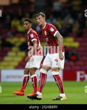 Aden Flint von Bristol City in Aktion während des Carabao-Pokalmatches im Vicarage Road Stadium, Watford. Bild Datum 22. August 2017. Bildnachweis sollte lauten: David Klein/Sportimage via PA Images Stockfoto