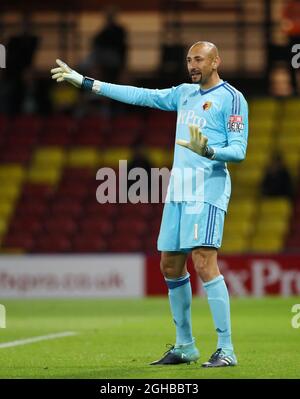 Watfords Heurelho Gomes in Aktion während des Carabao Cup-Spiels im Vicarage Road Stadium, Watford. Bild Datum 22. August 2017. Bildnachweis sollte lauten: David Klein/Sportimage via PA Images Stockfoto