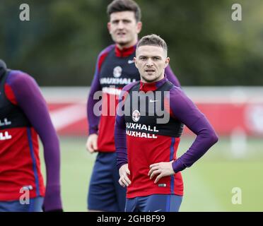 Der englische Kieran Trippier ist während des Trainings auf dem Trainingsgelände des Tottenham Hotspur Football Club in London in Aktion. Bild Datum 4. Oktober 2017. Bildnachweis sollte lauten: David Klein/Sportimage via PA Images Stockfoto