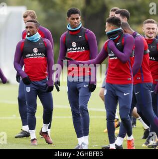 Der englische Jermain Defoe ist während des Trainings auf dem Trainingsgelände des Tottenham Hotspur Football Club in London in Aktion. Bild Datum 4. Oktober 2017. Bildnachweis sollte lauten: David Klein/Sportimage via PA Images Stockfoto