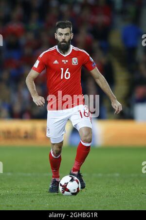 Joe Ledley aus Wales beim WM-Qualifikationsspiel der Gruppe D im Cardiff City Stadium, Cardiff. Bild Datum 9. Oktober 2017. Bildnachweis sollte lauten: Simon Bellis/Sportimage via PA Images Stockfoto