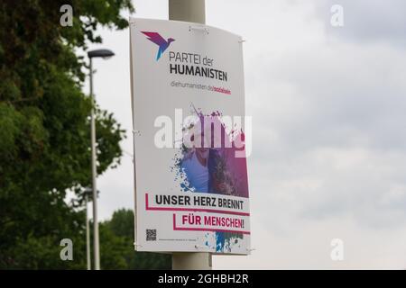 Walhlkampf zur Bundestagswahl 2021 Wahlplakate zur Bundestagswahl im Stadtgebiet Kiels mit teilweise unsinnigen oder grenzwertigen Aussagen Stockfoto