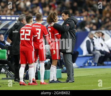 Wales stellt Ethan Ampadu, David Brooks und Ben Woodburn während des Internationalen Freundschaftsspiel im Stade de France, Paris vor. Bilddatum: 10. November 2017. Bildnachweis sollte lauten: David Klein/Sportimage via PA Images Stockfoto