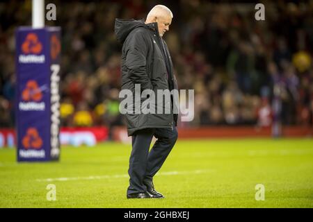 Wales-Trainer Warren Gatland beim Six Nations Championship-Spiel im Fürstentum Stadium, Cardiff. Bild Datum 3. Februar 2018. Bildnachweis sollte lauten: Craig Watson/Sportimage via PA Images Stockfoto