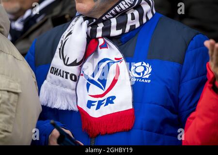 Fans im Stadion während des Spiels der Six Nations Championship im BT Murrayfield Stadium, Edinburgh. Bild Datum 11. Februar 2018. Bildnachweis sollte lauten: Craig Watson/Sportimage via PA Images Stockfoto