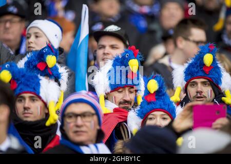 Fans im Stadion während des Spiels der Six Nations Championship im BT Murrayfield Stadium, Edinburgh. Bild Datum 11. Februar 2018. Bildnachweis sollte lauten: Craig Watson/Sportimage via PA Images Stockfoto