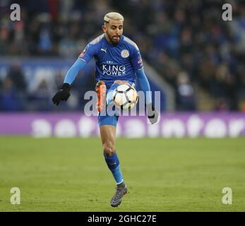 Riyad Mahrez aus Leicester City während des sechsten Runde Spiels des FA Cup im King Power Stadium, Leicester. Bild Datum 18. März 2018. Bildnachweis sollte lauten: David Klein/Sportimage via PA Images Stockfoto