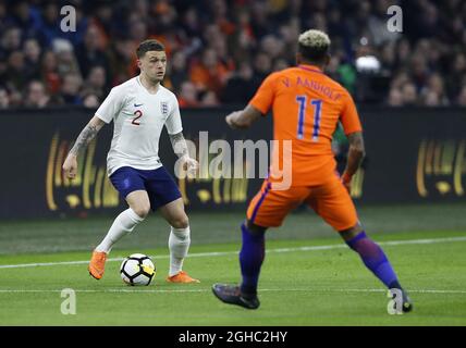 Englands Kieran Trippier in Aktion während des Internationalen Freundschaftsspiels in der Amsterdam Arena, Amsterdam. Bilddatum: 23. März 2018. Bildnachweis sollte lauten: David Klein/Sportimage via PA Images Stockfoto