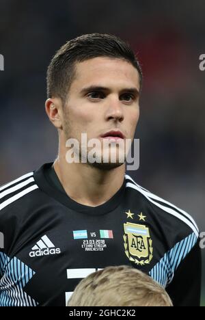 Fabricio Bustos aus Argentinien beim Internationalen Freundschaftsspiel im Etihad Stadium in Manchester. Bilddatum: 23. März 2018. Bildnachweis sollte lauten: Simon Bellis/Sportimage via PA Images Stockfoto