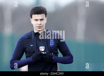 Englands DELE Alli während des Trainings im Tottenham Hotspur Training Center, London. Bilddatum: 26. März 2018. Bildnachweis sollte lauten: David Klein/Sportimage via PA Images Stockfoto