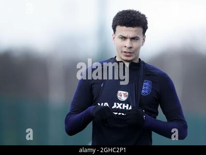 Englands DELE Alli während des Trainings im Tottenham Hotspur Training Center, London. Bilddatum: 26. März 2018. Bildnachweis sollte lauten: David Klein/Sportimage via PA Images Stockfoto