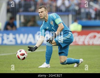 Igor Akinfeev von Russland während der FIFA World Cup 2018 Runde von 16 Spiel im Luschniki-Stadion, Moskau. Bild Datum 1. Juli 2018. Bildnachweis sollte lauten: David Klein/Sportimage via PA Images Stockfoto